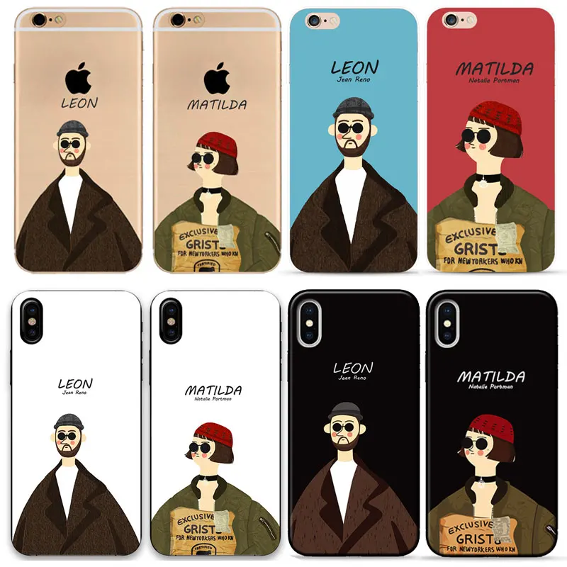 

Leon and Matilda Cool Patterned Phone Case For iPhone 7 6S 5S SE 4S X 8 Plus Glossy Soft TPU Cover For huawei mate 10 Lite case