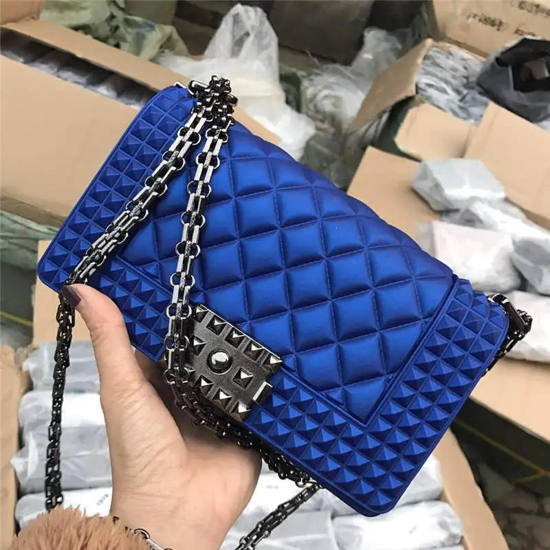 SGARR, модные женские сумки-мессенджеры из ПВХ, высокое качество, женские сумки на цепочке, сумка через плечо,, роскошная дизайнерская женская сумка на плечо - Цвет: Large Blue