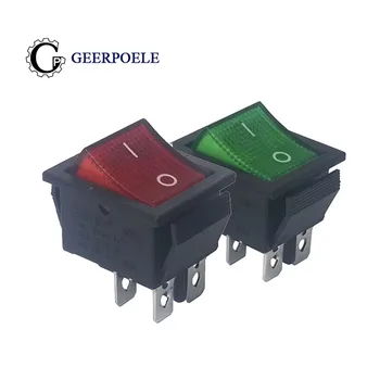 

10pcs 20pcs KCD4 31*25mm DPST 4PIN 16A/250V Red/Green Snap-in ON/OFF Position Snap Boat Rocker Switch Copper feet
