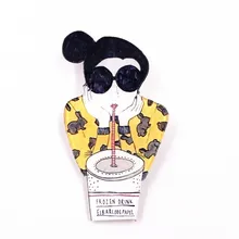 1 шт мультфильм девушка Маруко голова носить очки напиток брошь «напиток» Акриловые значки булавка рюкзак значок украшения