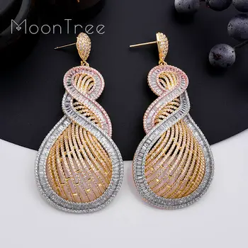 

MoonTree Luxury Fashion Geometry Super Full Micro Paved Cubic Zircon Earrings for Women Earring Fashion Jewelry