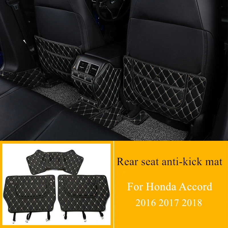 

Car Rear seat anti-kick anti-dirt mat microfiber leather Interior decoration accessories For Honda Accord 2016 2017 2018