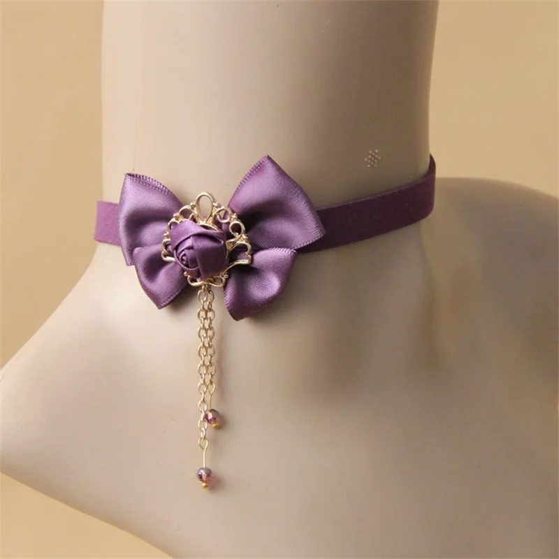 YiYaoFa Choker Necklace Fashion Jewelry Purple Ribbon Woman Collar Jewelry Women Neck Accessories Chokers Collar Necklace JL-243