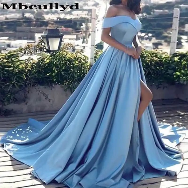 light blue long formal dress