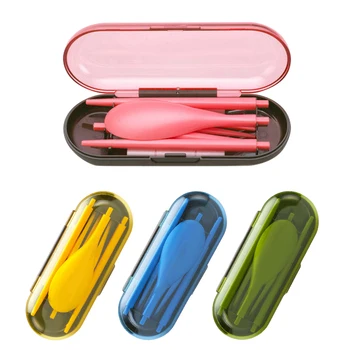 

Candy Color Folding Portable 3pcs/set Tableware Dinnerware Outdoors Travel Camping Bag Cutlery Set Fork Spoon Set Picnic Tool