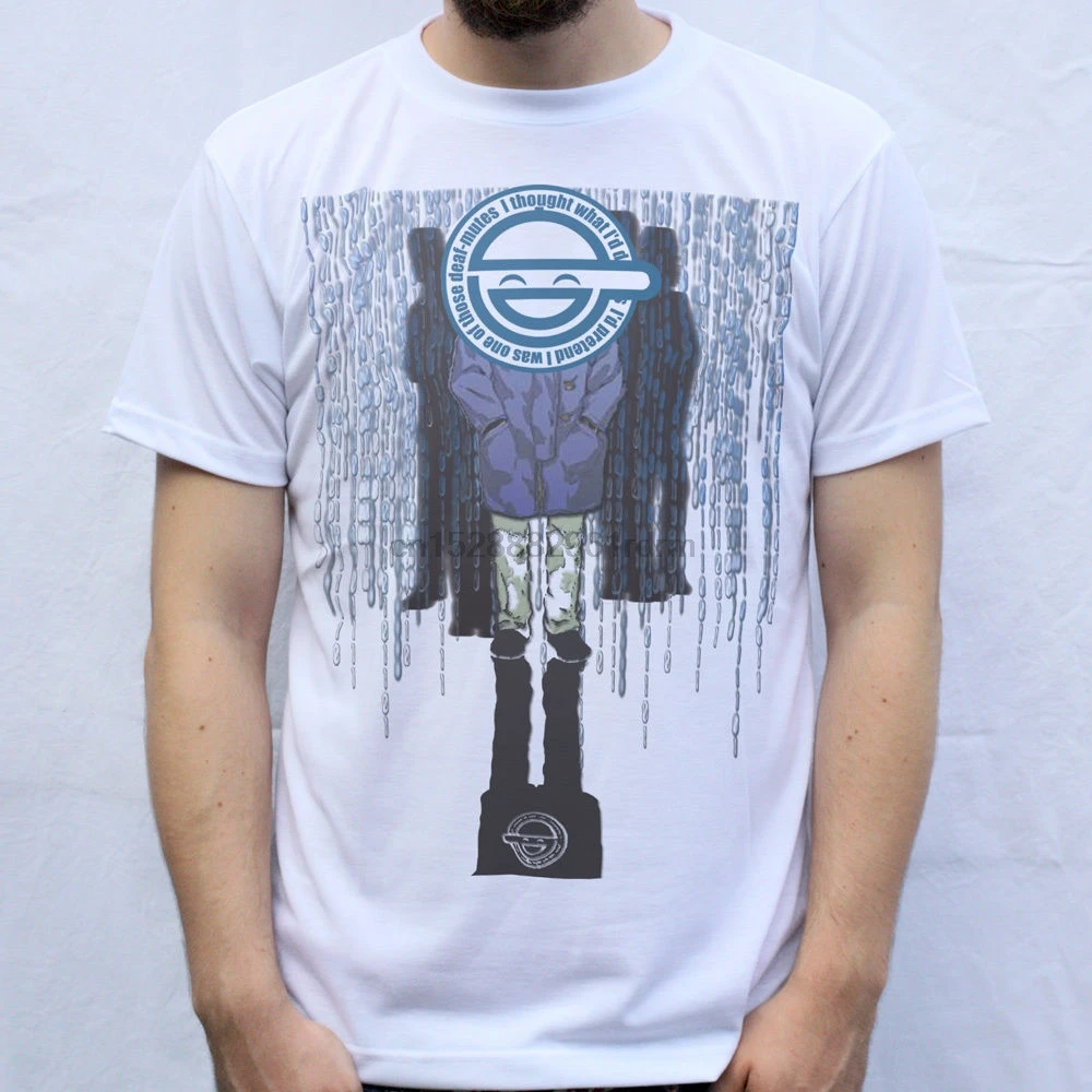 Laughing Man T Shirt Design Ghost In The Shell Cheap wholesale tees100% Cotton For ManT shirt printing NEW ARRIVAL tees | Мужская одежда
