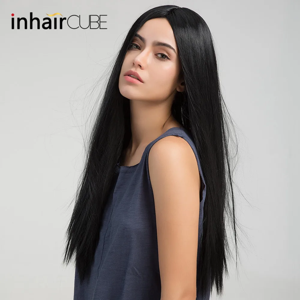 Inhaircube Wig Natural Black Real Thick Synthetic Long Straight Hair Wigs  For Black Women Daily Costume Heat Resistant Fiber - Synthetic Wigs(for  Black) - AliExpress