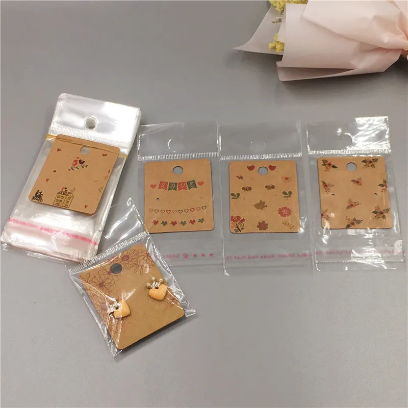 Various Paper Cardboard for Stud Earrings Displays Cards Handmade Kraft  Paper Card Fashion Jewelry Packaging Cards 50Sets - AliExpress