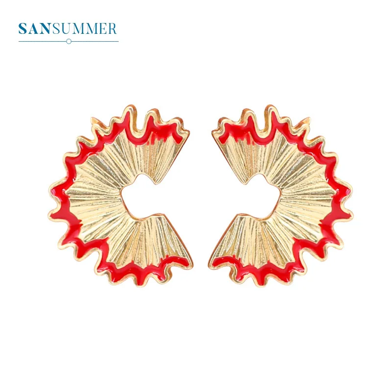 Sansummer New Hot Fashion Pencil Shavings Girl Statement Stud Earrings For Women Golden Exquisite Jewelry 5610 - Окраска металла: 5610