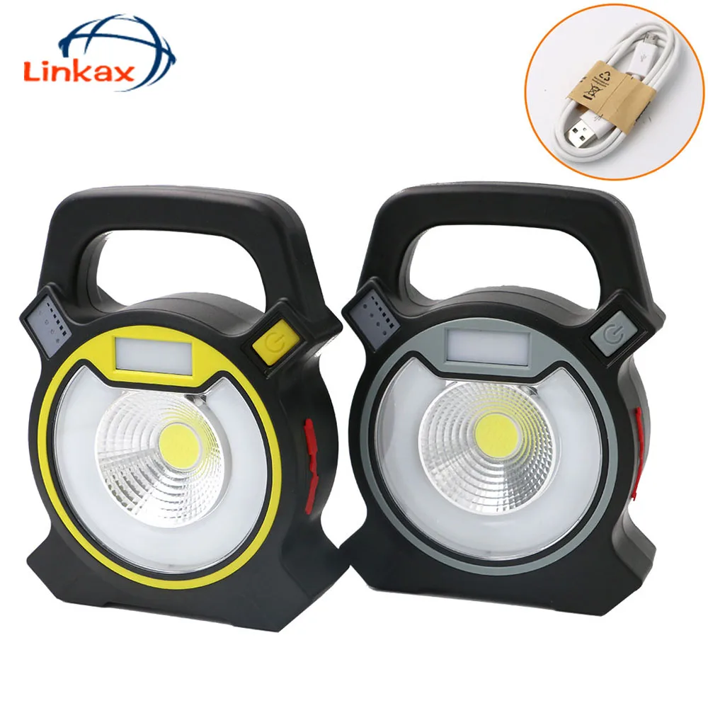 

COB LED USB Rechargeable COB Work Light Work Lamp Portable Camping Lanterns 4-Modes Mobile Power Bank Use LED Lamp +USB Cable