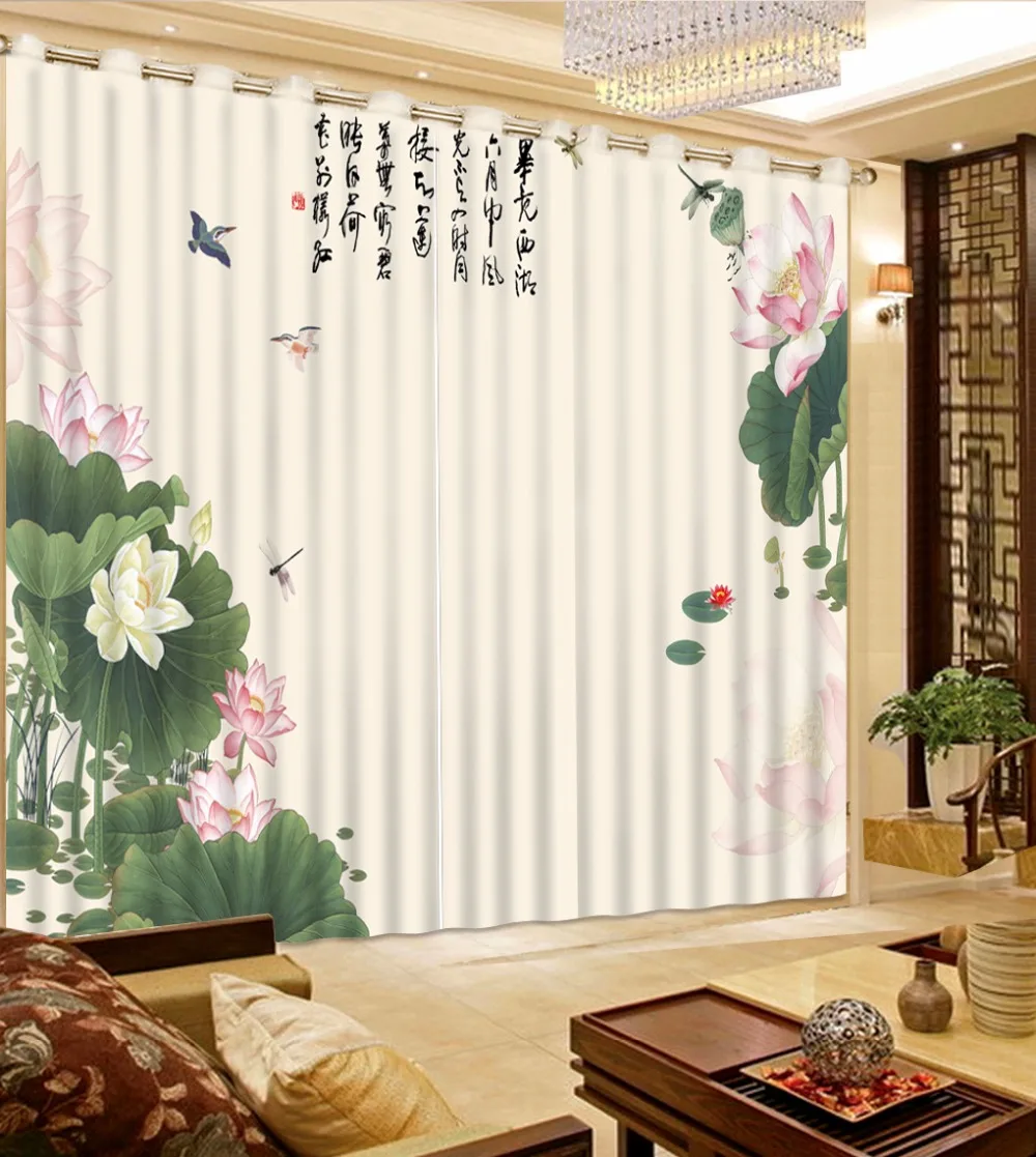 

Chinese Curtains Flower Decoration For Bedroom Curtains 3D Blackout Window Curtain For Sofa Home Hotel Drapes