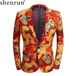 SHENRUN Tide мужской повседневный костюм из красного золота с драконом, куртка больших размеров, костюм певицы, Свадебный блейзер для церемоний