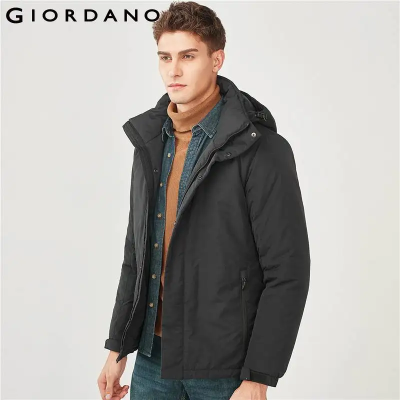 Giordano Men Jacket Men Detachable Hood Quilted Jacket Men