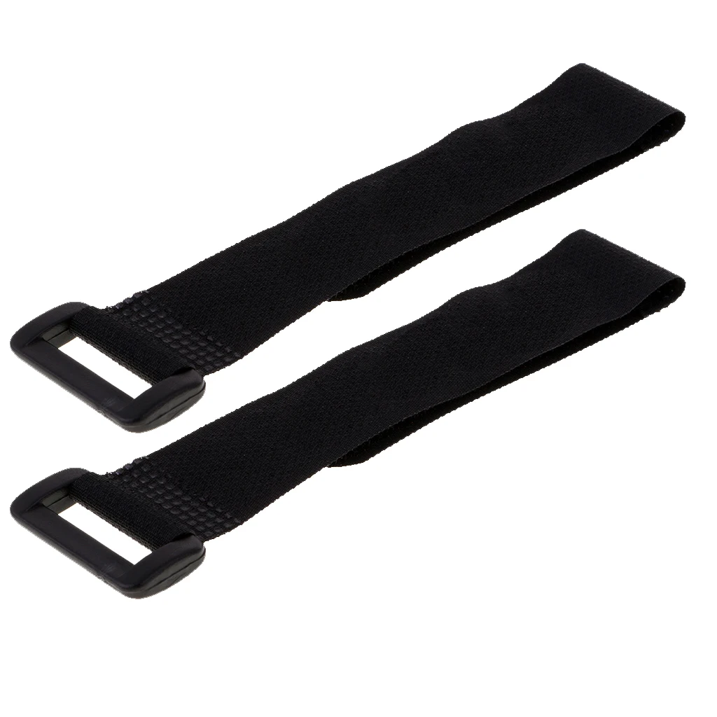 fityle 10pcs Nylon Hook and Loop Straps Fastening Cable Ties with Buckle Black