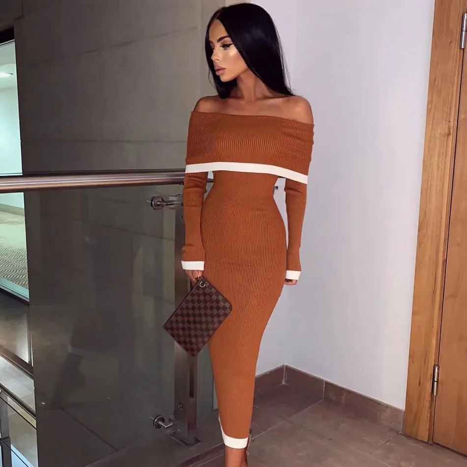 

2020 Autumn Winter Long Sleeve Bodycon Bandage Dresses Women Autumn Vestidos Runway Party Dress Celebrity Sexy Clubwear Dress