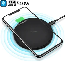 Jetjoy 10W Qi Беспроводное зарядное устройство Быстрая зарядка для iPhone XS samsung S10 Plus huawei P30 Pro Телефон мини круглое Беспроводное зарядное устройство