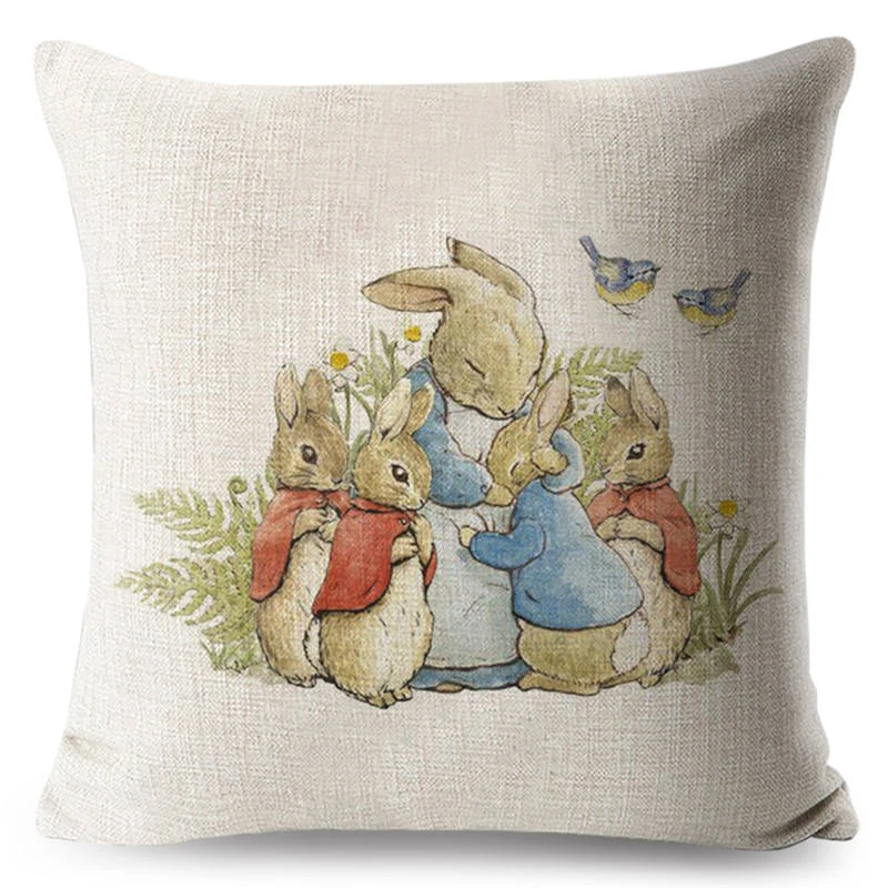 Наволочка для подушки с рисунком кролика Питера, наволочка для подушки, чехол для подушки с изображением животных, чехол для подушки для домашнего дивана, декоративный чехол для подушки