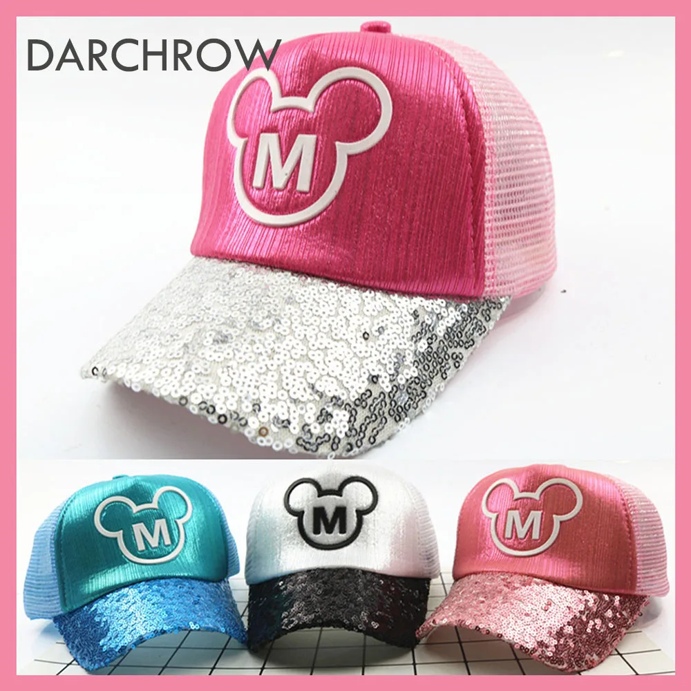 

2019 Hot 3-8 Years Old Spring And Summer Children's Hat Cute Fun Mickey Letter Children Baseball Cap Flashing Cartoon Hat Hopcap