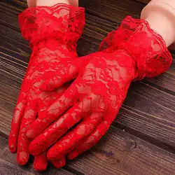 2018 Для женщин запястье кружевные перчатки лето вождения Ездовые перчатки Выходные туфли на выпускной бал кружева вышитые перчатки guantes mujer