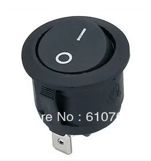 

2 Pins SPST On Off Round Rocker Switch AC 6A 10A 250V Black Push Button Switches
