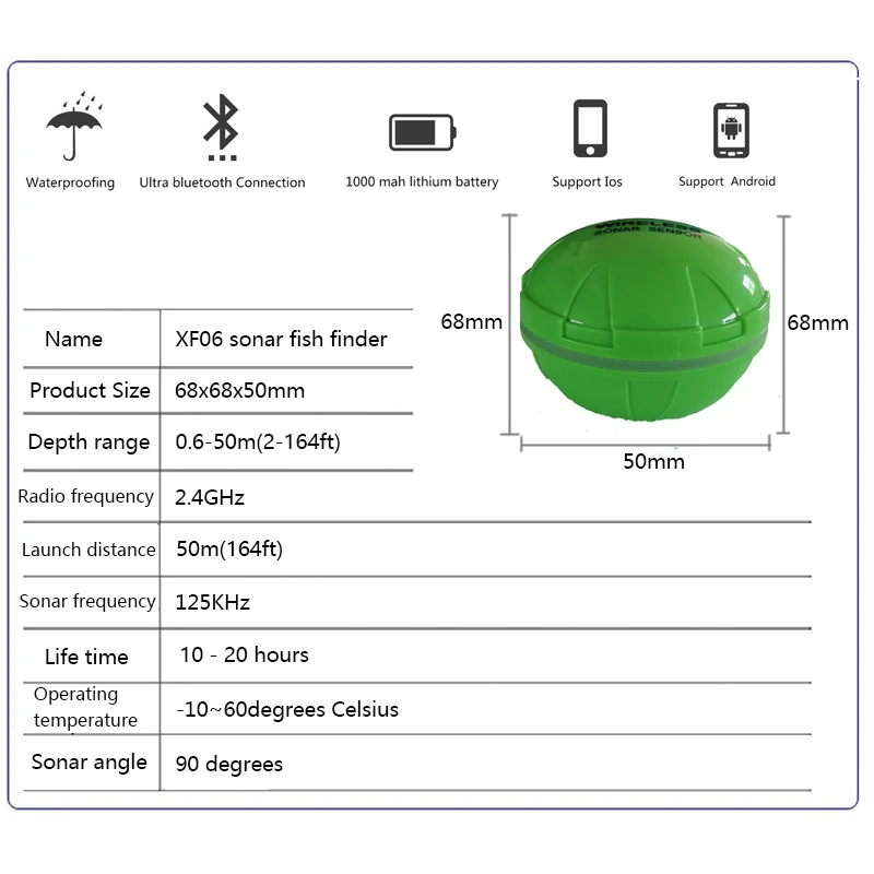 Портативный рыболокатор Bluetooth беспроводной эхолот Sonar сенсор глубина эхолот для озера море Рыбалка IOS и Android