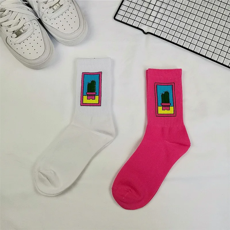 Korean style fashion Harajuku street hip hop socks unisex fun men's socks happy skateboard flame ladies socks