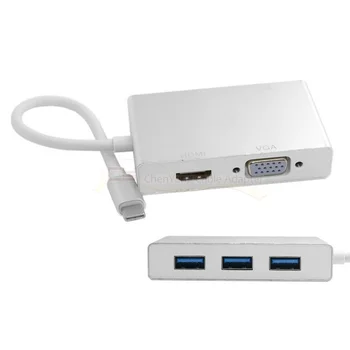 

Jimier USB 3.1 Type C to HDMI Digital AV & VGA & USB HUB OTG Adapter for Mac Pro Laptop