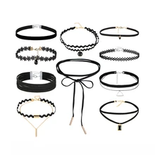 Модный сплав женский Готический Ретро Кулон на шею колье ручной работы Короткий воротник колье кружевная цепочка украшение комплект