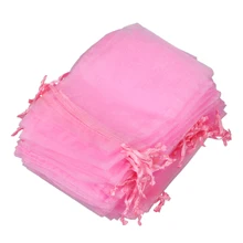60 x Organza Bag Wedding Jewelry Yarn Bag 120 x 100 mm Pink