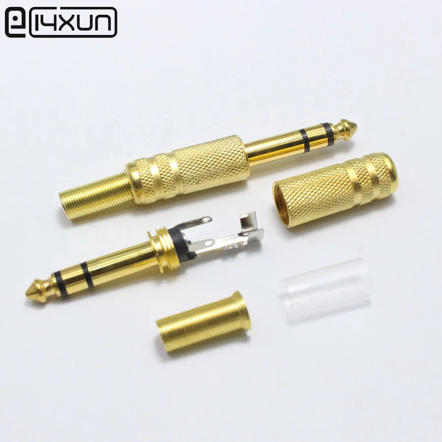 10pcs 6.35mm / 6.5mm 3 Pole stereo Amplifier Plug 6.35 / 6.5 3 Pin Gold