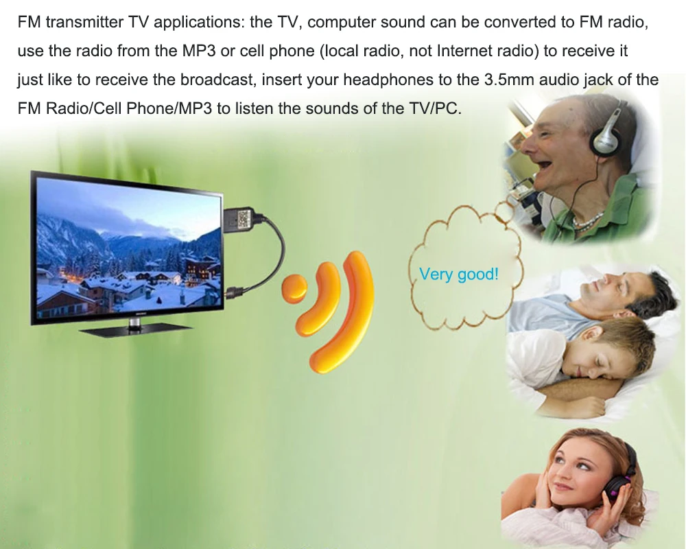 JINSERTA FM передатчик аудио музыкальный плеер 3,5 мм аудио стерео кабель адаптер для динамика MP3 мобильного телефона ТВ ПК DVD