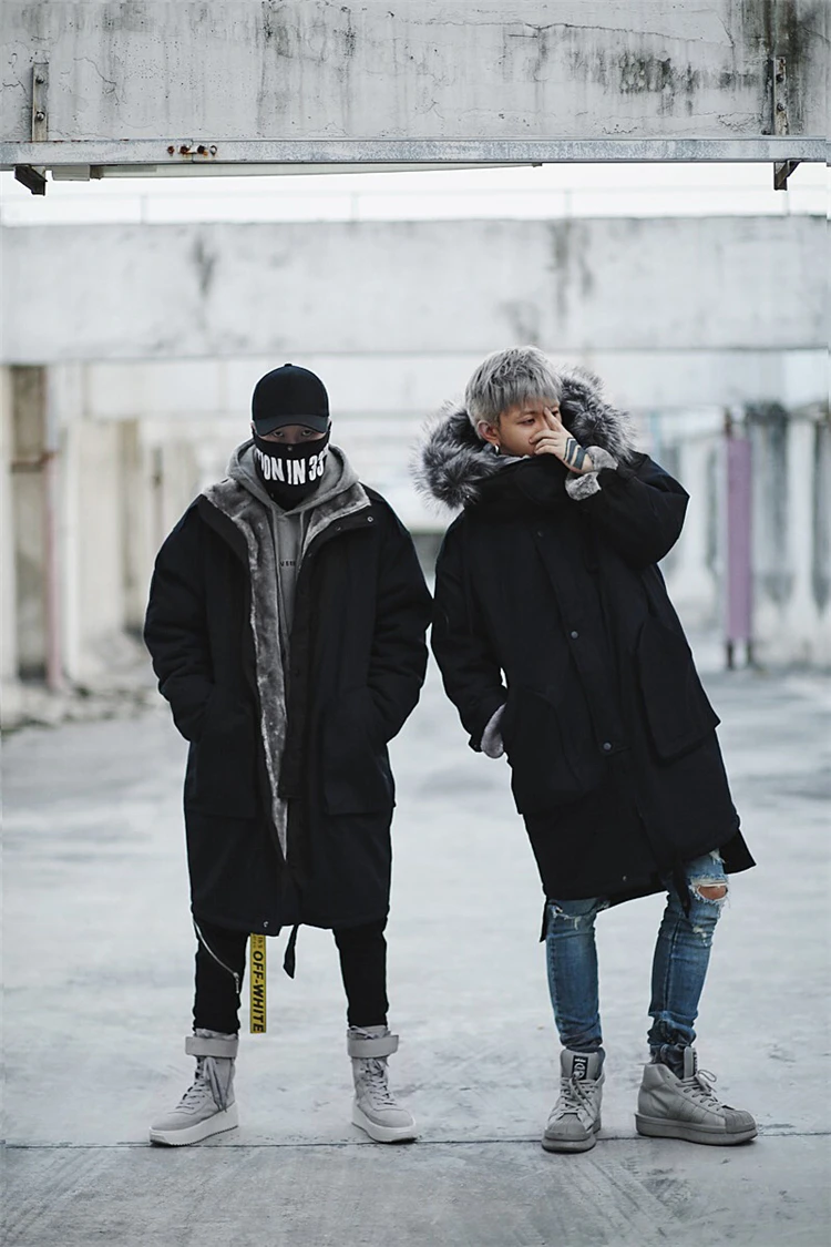 Удлиненное хлопковое пальто с капюшоном однотонное черное xxxtentacion Hood Мужская
