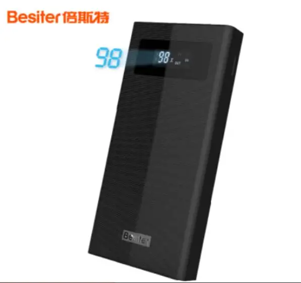 Besiter power Bank 20000 мАч Зарядное устройство для мобильных телефонов внешний аккумулятор Двойной вход и выход интерфейс для Xiaomi - Цвет: Black