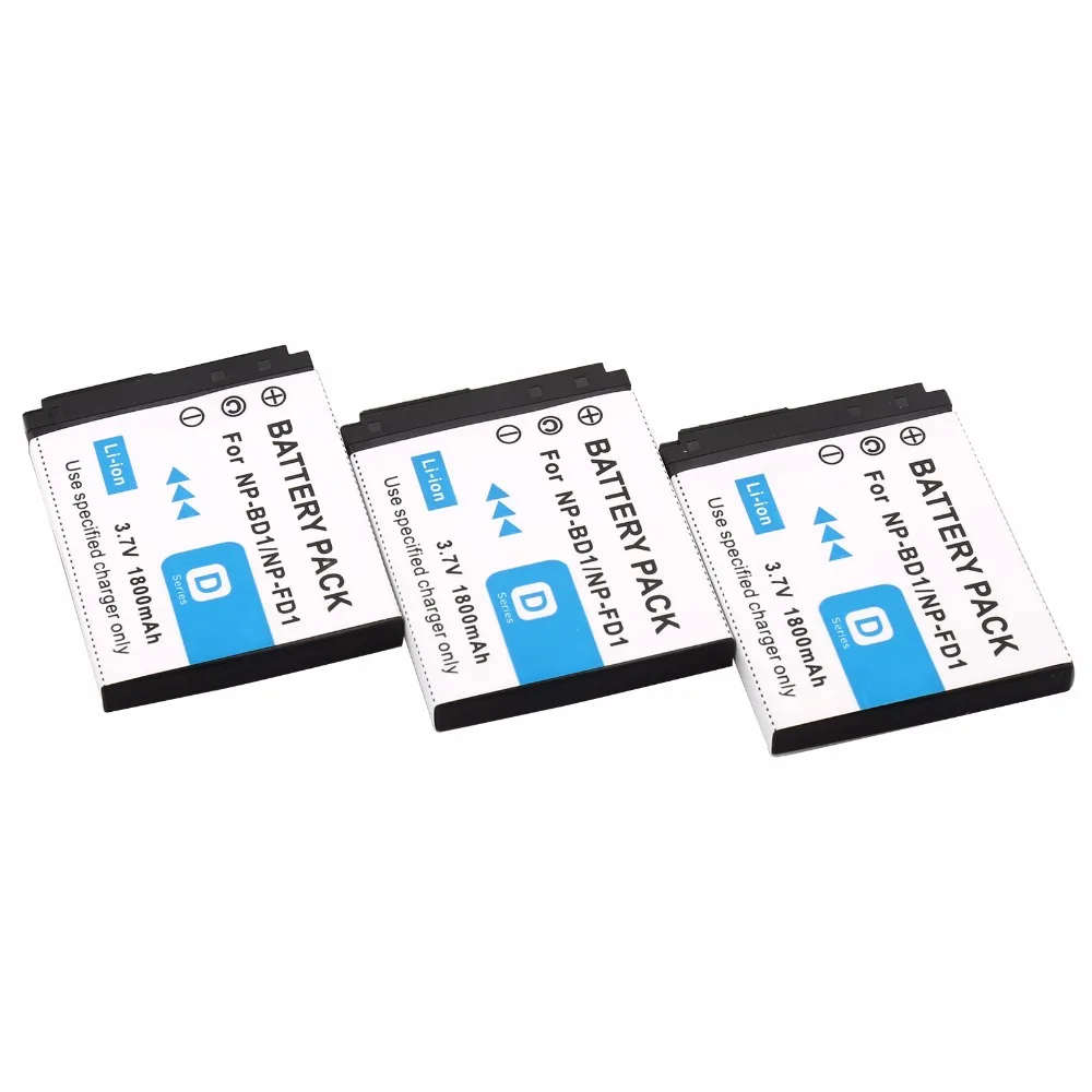 

3 Pcs NP-BD1 NP BD1 Rechargeable Battery for Sony Cybershot DSC-T2 DSC-G3 DSC-T70 DSC-T75 DSC-T77 DSC-T200 DSC-T300 T900