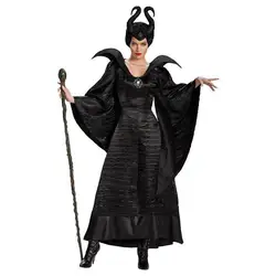 Для женщин ведьма Maleficent маскарадный костюм фильм Спящая красавица Хэллоуин семья вечерние партии косплэй нарядное платье