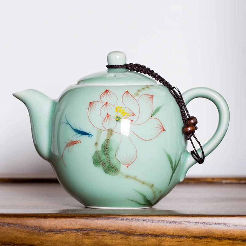 

Longquan celadon hand-painted ceramic teapot Yixing teapot filter Kung Fu tea pot single hand-large teapot