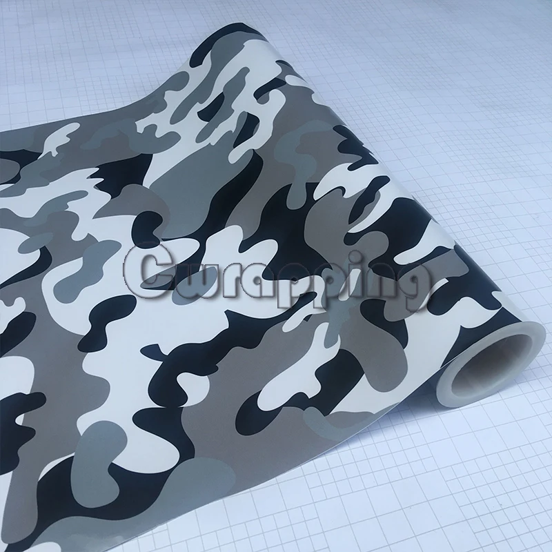 Виниловая автомобильная пленка Arctic Camouflage черная белая Снежная защитная наклейка