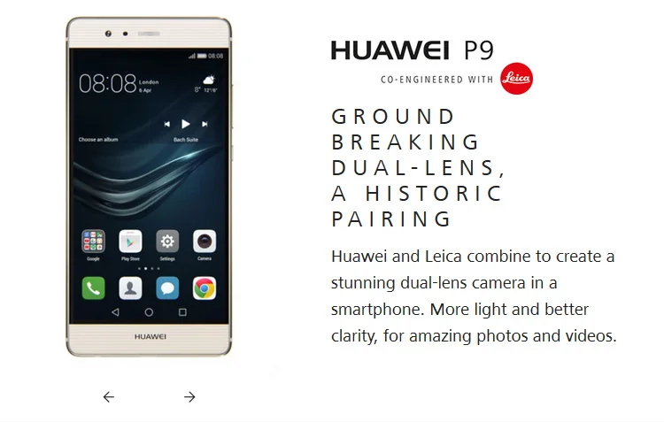 HUAWEI P9 4GB RAM 64GB ROM Hisilicon Kirin 955 2.5GHz Octa Core 5.2 Inch 2.5D FHD Screen Android 6.0 4G LTE Smartphone