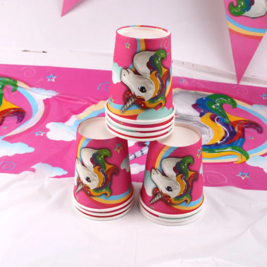 10 Pieces Unicorn Paper Cups Party Disposable Tableware Drinking Cups Wedding Party Favor Home Supplies