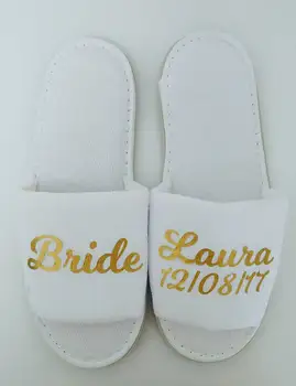 

customize name wedding Bride Wifey spa slippers bridesmaid maid-of-honour bridal-party slippers birthday Christmas party favors