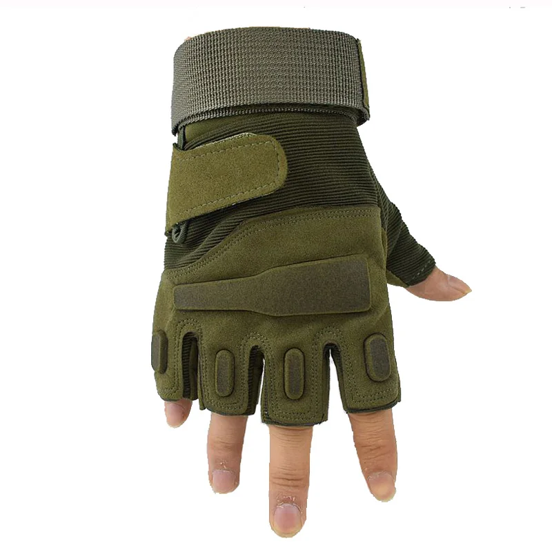 Tactical Fingerless Gloves Military Army Shooting Paintball Airsoft Bicycle Motorcycle Combat Gloves Outdoor Sport Armed Mittens - Цвет: Green Half Finger