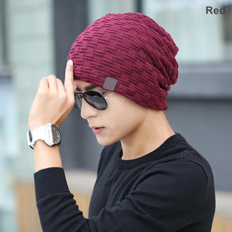 1 قطعة رجل الشتاء بيني كاب في الهواء الطلق بونيه الدافئة التزلج فضفاض قبعة لينة الحياكة القبعات FS99