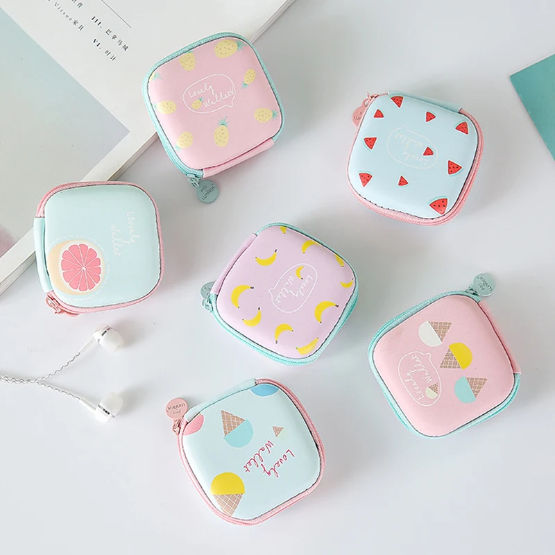

Mini Zipper Headset Earphone SD Card Storage Box Bag Carrying Bag Round Case Women Coin Wallet Bags Carteira Feminina