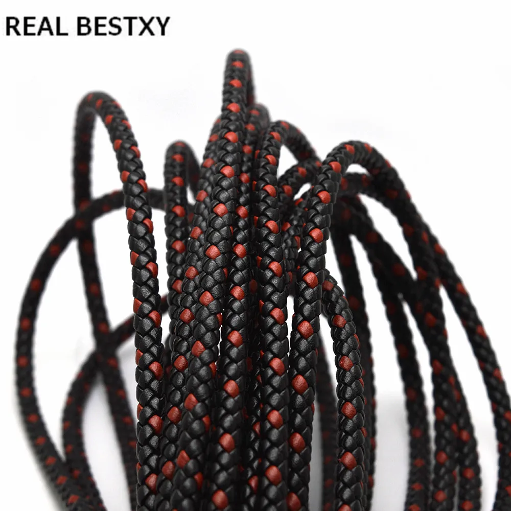 

REAL BESTXY 1m/lot 6mm napa leather cord, genuine leather cord for high quality leather bracelet cord red and black leather