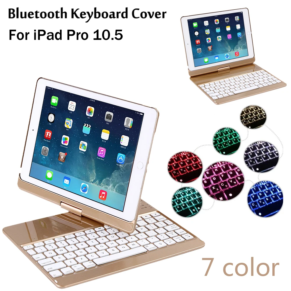 A1701 A1709 New 2017 For iPad Pro 10.5 360 degree rotation 7 Colors Backlit Light Wireless Bluetooth Keyboard Case Cover + Gift A1701 A1709 New 2017 For iPad Pro 10.5 360 degree rotation 7 Colors Backlit Light Wireless Bluetooth Keyboard Case Cover + Gift