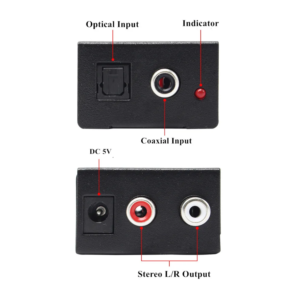 Цифро-аналоговый аудио конвертер адаптер цифровой оптический волокно коаксиальный RCA Toslink сигнал в аналоговый аудио конвертер RCA для DVD