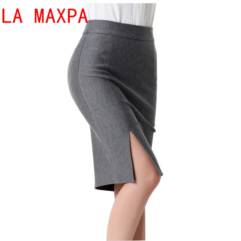 

La MaxPa Fashion New Arrival Women Skirt Large size high waist work slim pencil skirt open fork sexy office lady skirts female