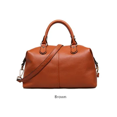 Женская сумка из натуральной кожи, сумка-мессенджер из Бостона, черная сумка-тоут, известный бренд, высокое качество, сумка через плечо, повседневная Сумочка,, кошельки - Цвет: Коричневый
