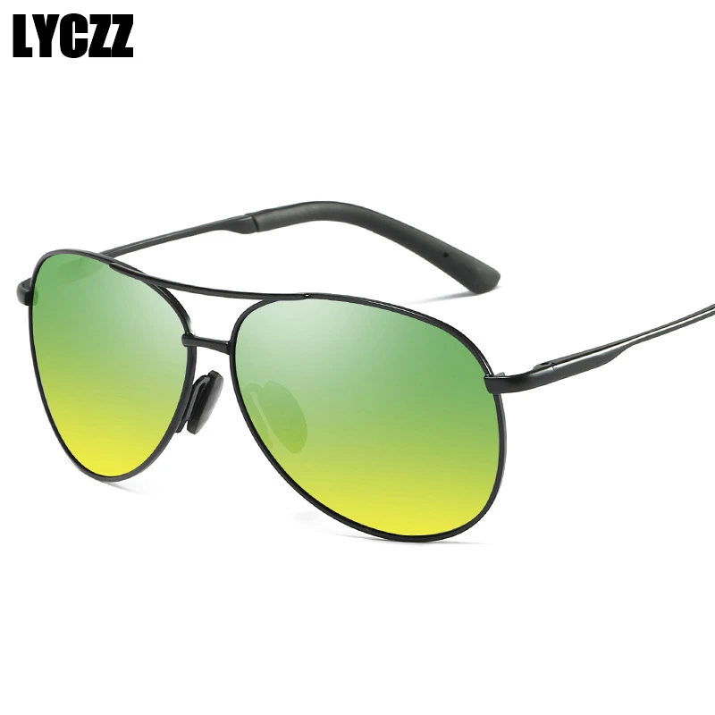 LYCZZ Pilot Sunglasses Men Polarized Mirror Male Driving Classic Black Eyewear Brand Sunglass UV400 Goggle Night Vision oculos | Аксессуары