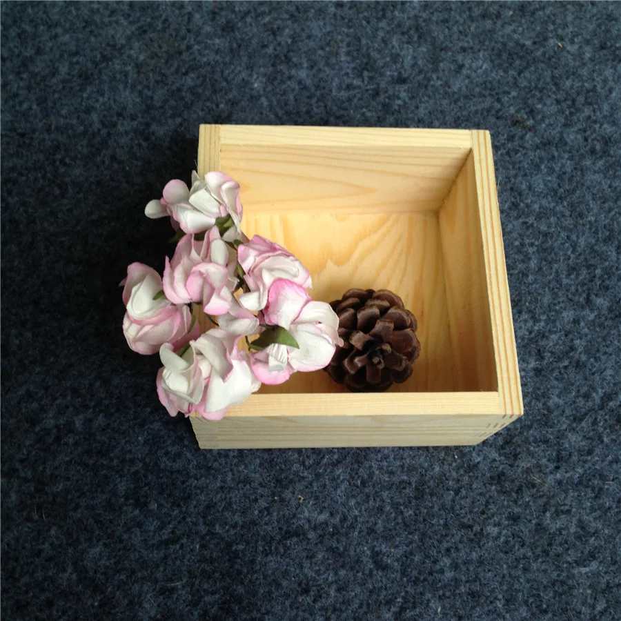 

Square Shape Small Wood Box For Car Flowerpot Packing Box Plate Custom Storage Chalk Box 11*11*6cm 1Piece